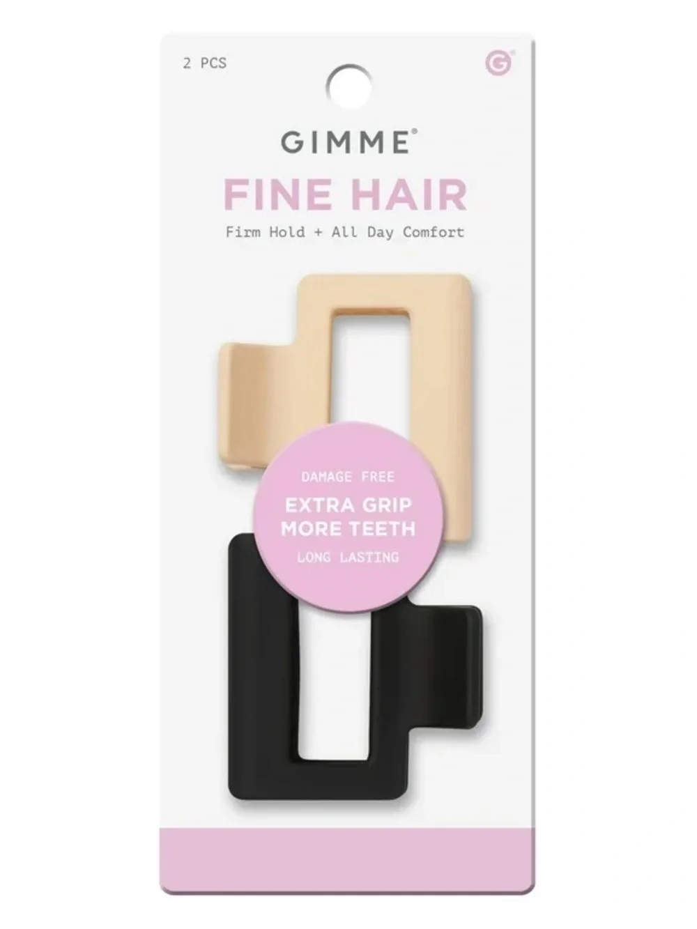 Gimme Fine Hair 2-Pack Rectangle Hair Clips in Beige & Black NWT